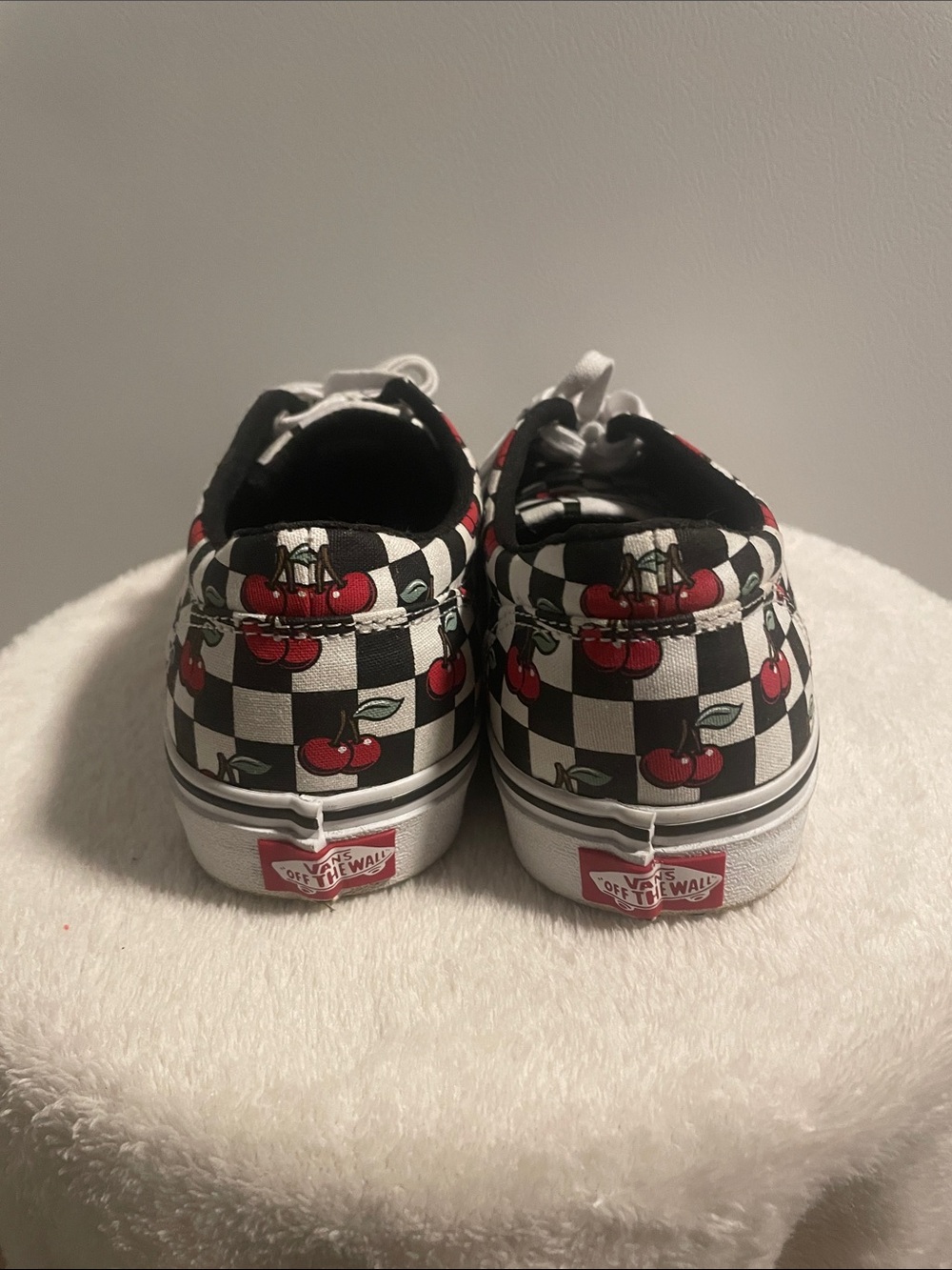 Vans Kids Checkerboard Cherry Canvas Sneakers - Black/White/Red - Picture 3 of 8
